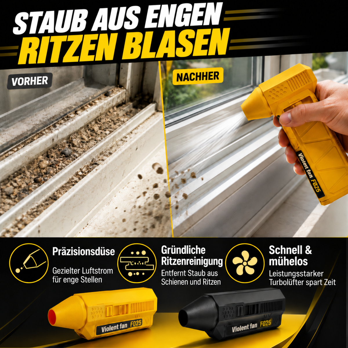 Nordspur | Tragbarer Turbo-Gebläse – 80.000 U/min Auto-Schnee- und Staubreiniger