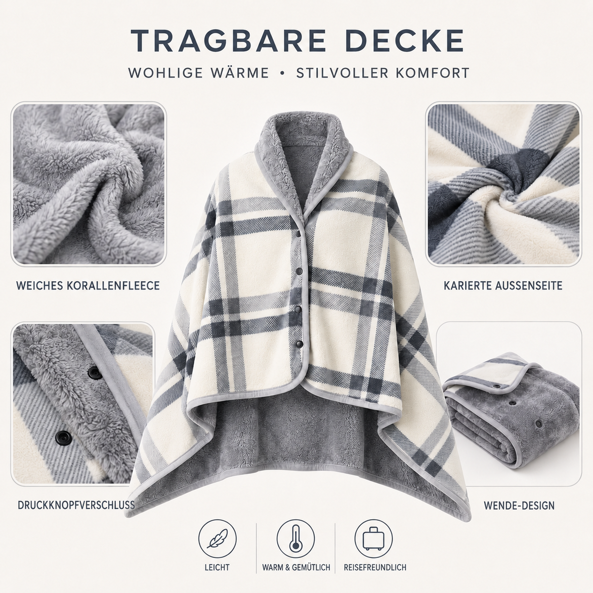Nordspur | Tragbares Flanell-Umhang-Decke