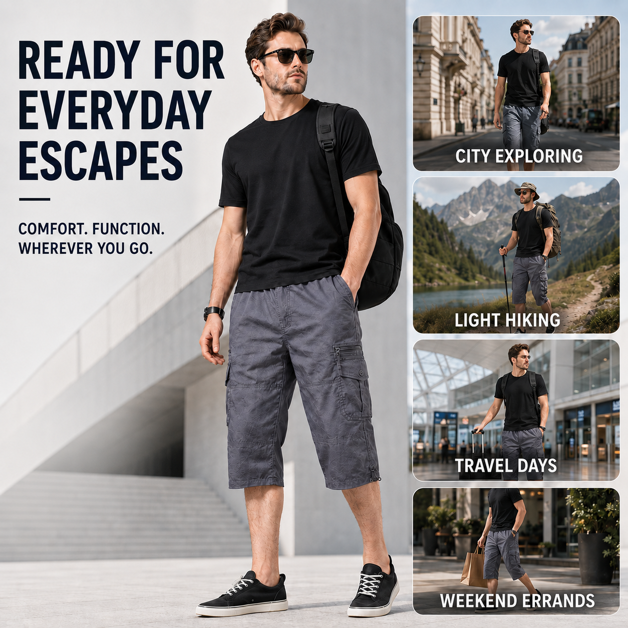 Nordspur | TrailKeen Lockere Cargo-Shorts Knielang