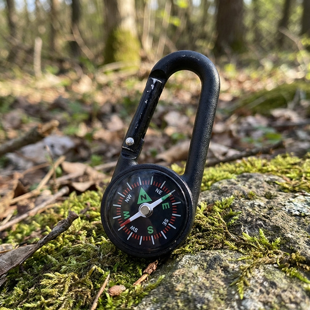 Mini Karabiner-Kompass mit Federklinke und integrierten Kompass