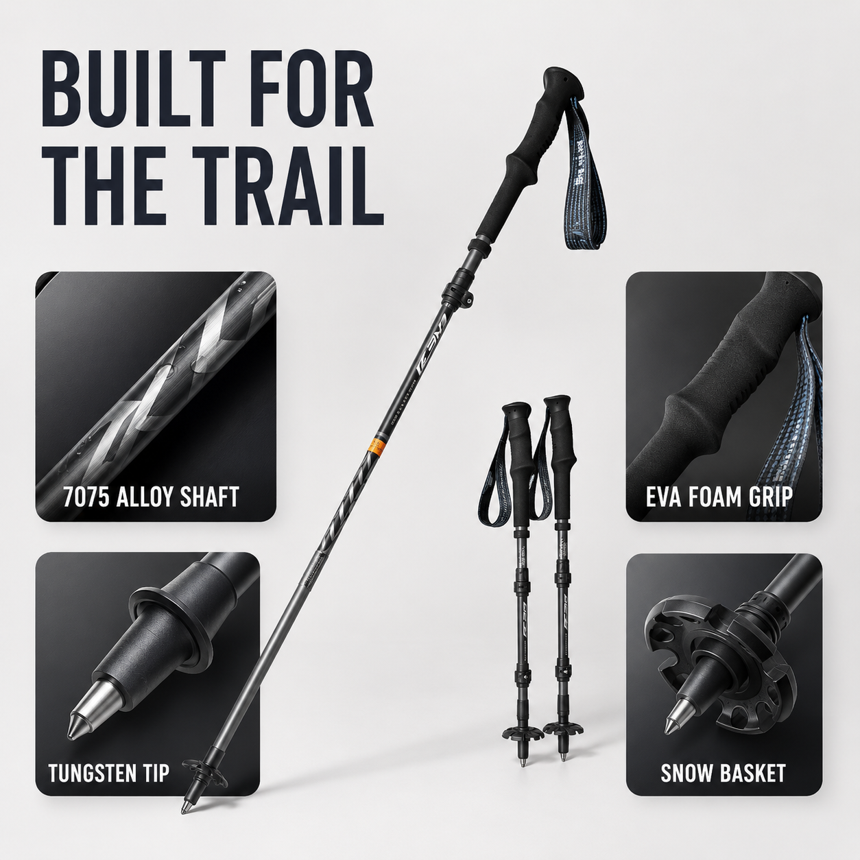 Nordspur | TrailNova Ultraleichte Zusammenklappbare Trekking-Stöcke