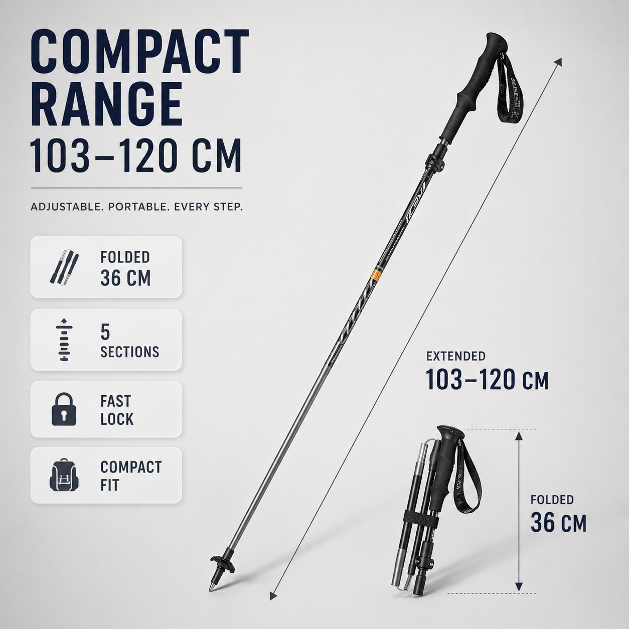 Nordspur | TrailNova Ultraleichte Zusammenklappbare Trekking-Stöcke