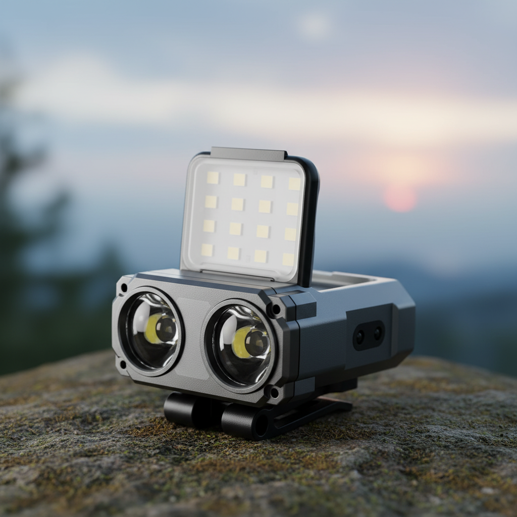 USB-Stirnlampe mit dualen LED-Strahlen, Bewegungssensor und Klippbefestigung