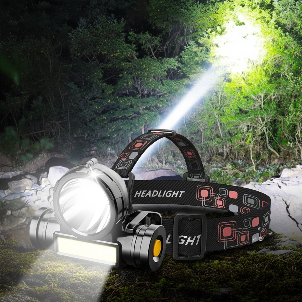 Aufladbare Stirnlampe wasserdicht mit Doppelstrahl-LED Licht