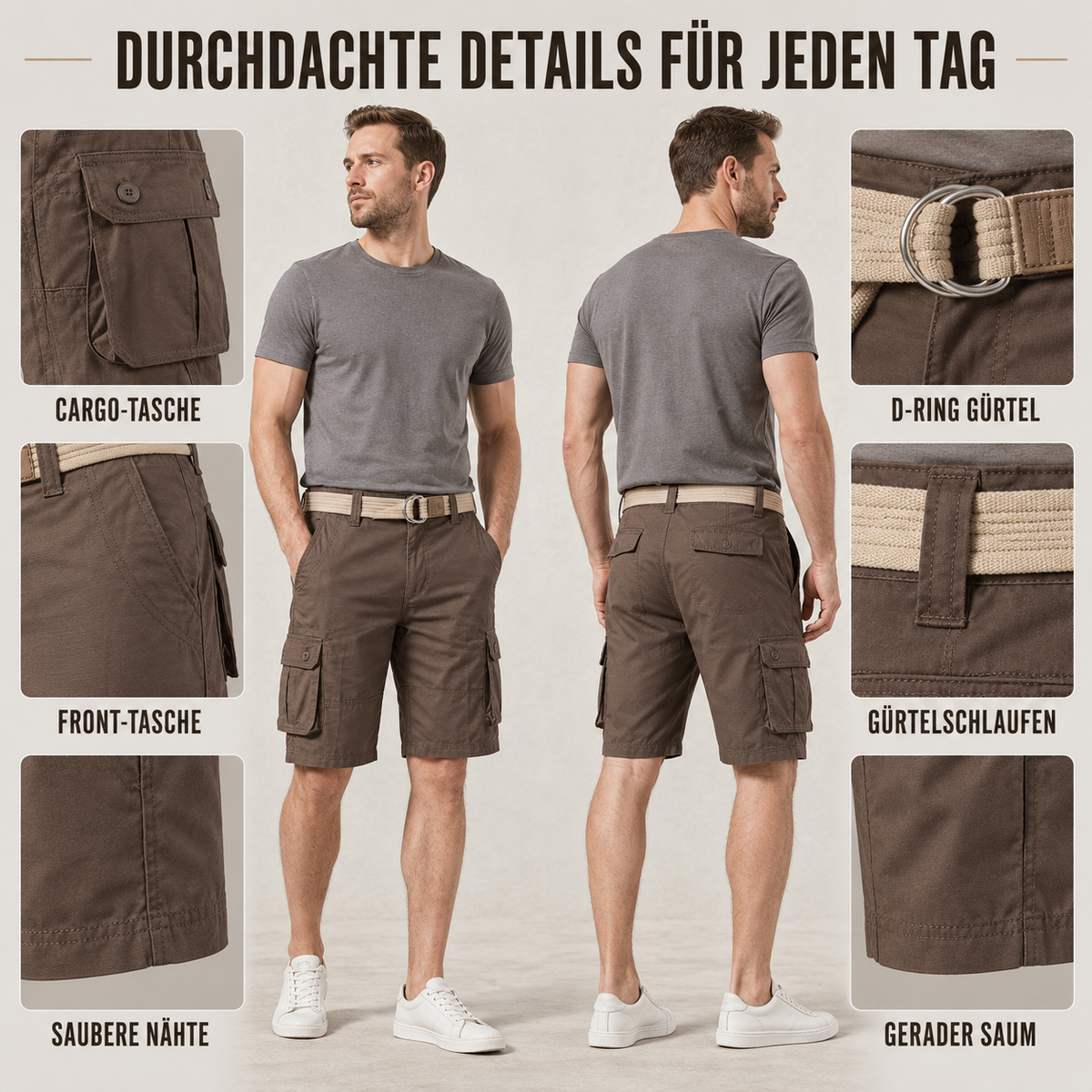 Nordspur | Trailford Knie­lange Cargo-Shorts