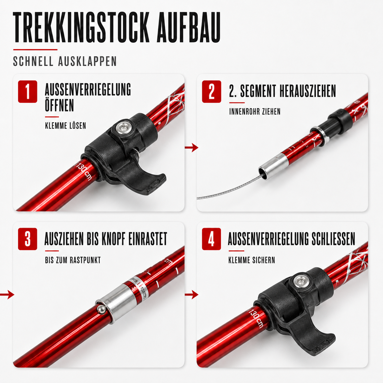 Nordspur | Trailix Faltbare Teleskop-Trekkingstöcke