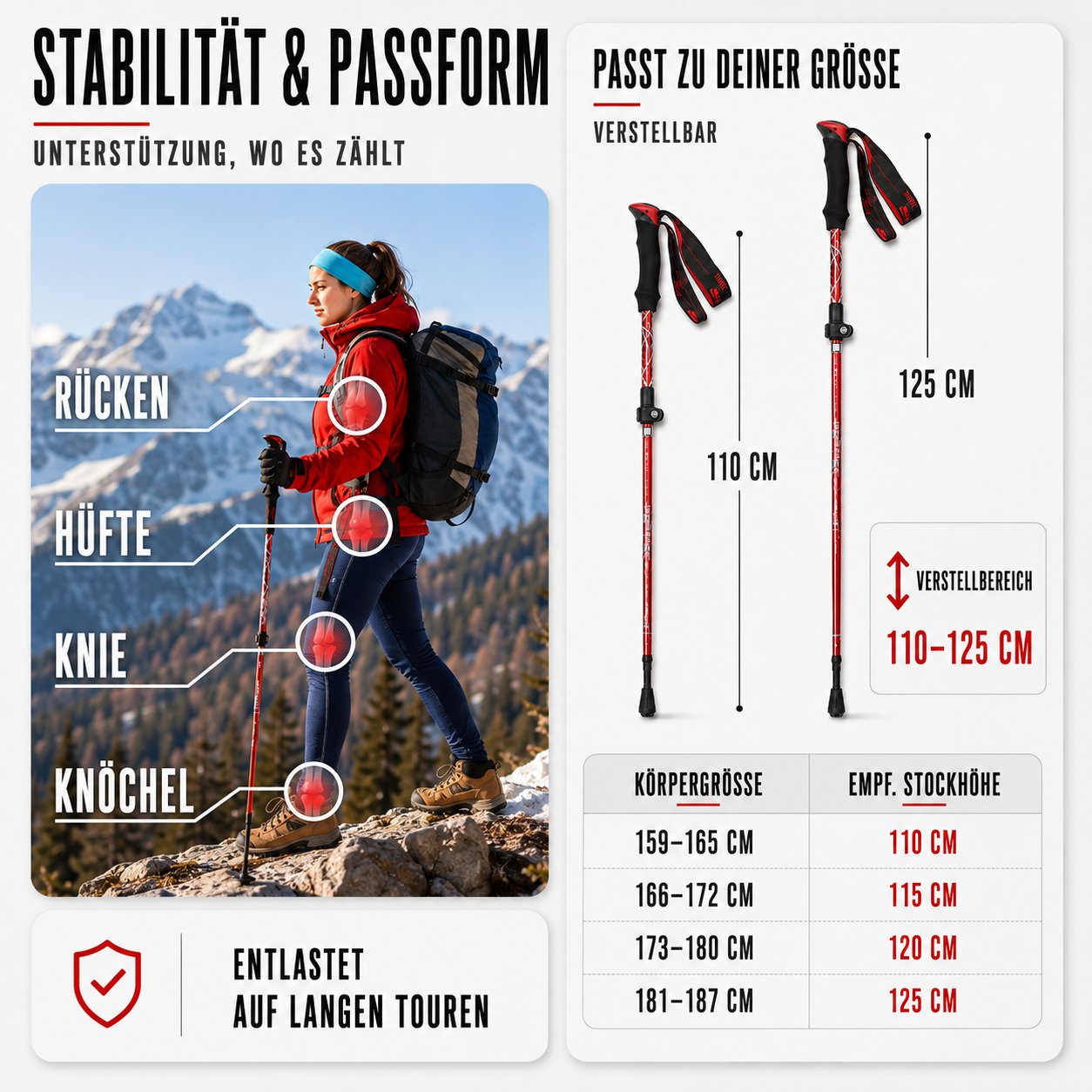 Nordspur | Trailix Faltbare Teleskop-Trekkingstöcke