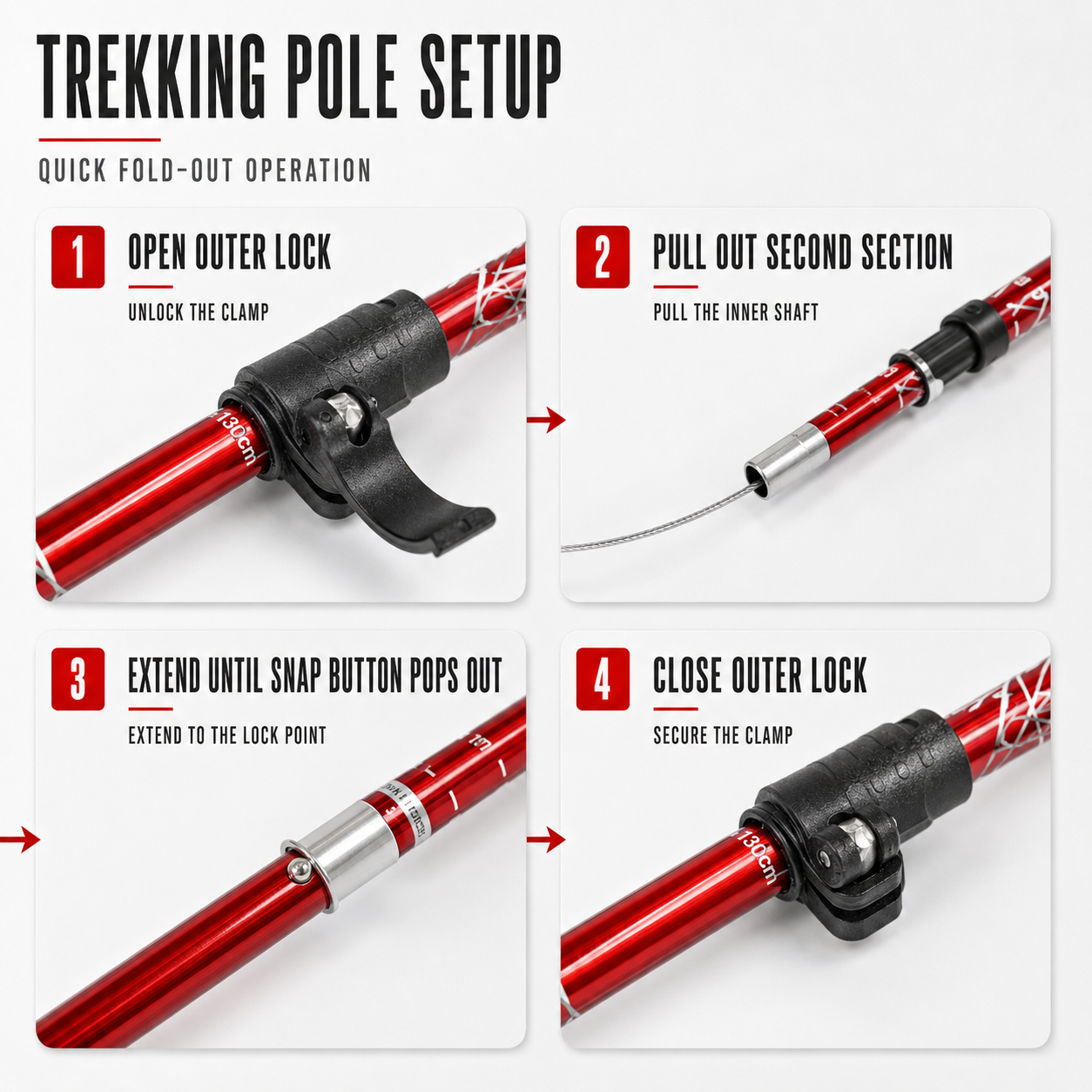 Nordspur | Trailix Faltbare Teleskop-Trekkingstöcke