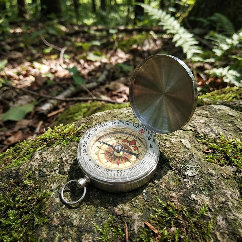 Klappkompass Edelstahl leuchtendes Zifferblatt Schutzdeckel