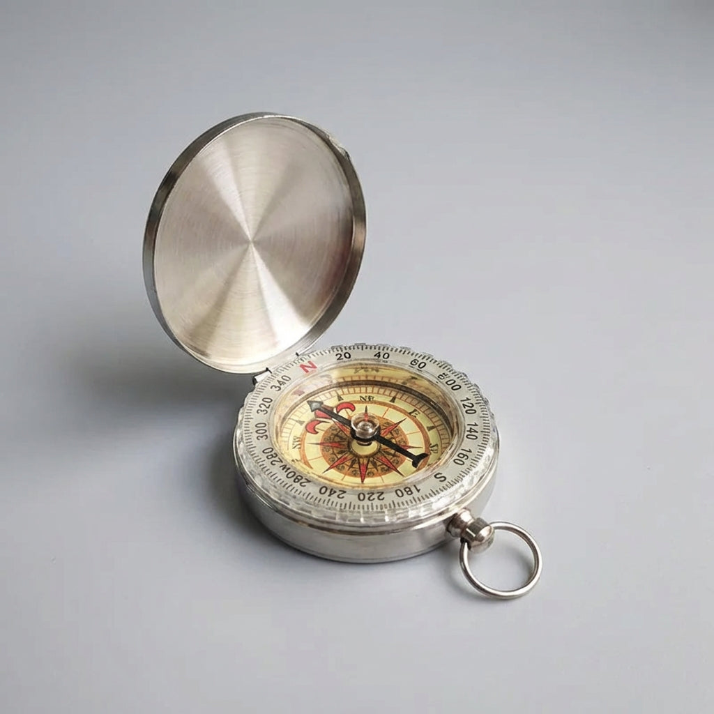 Klappkompass Edelstahl leuchtendes Zifferblatt Schutzdeckel