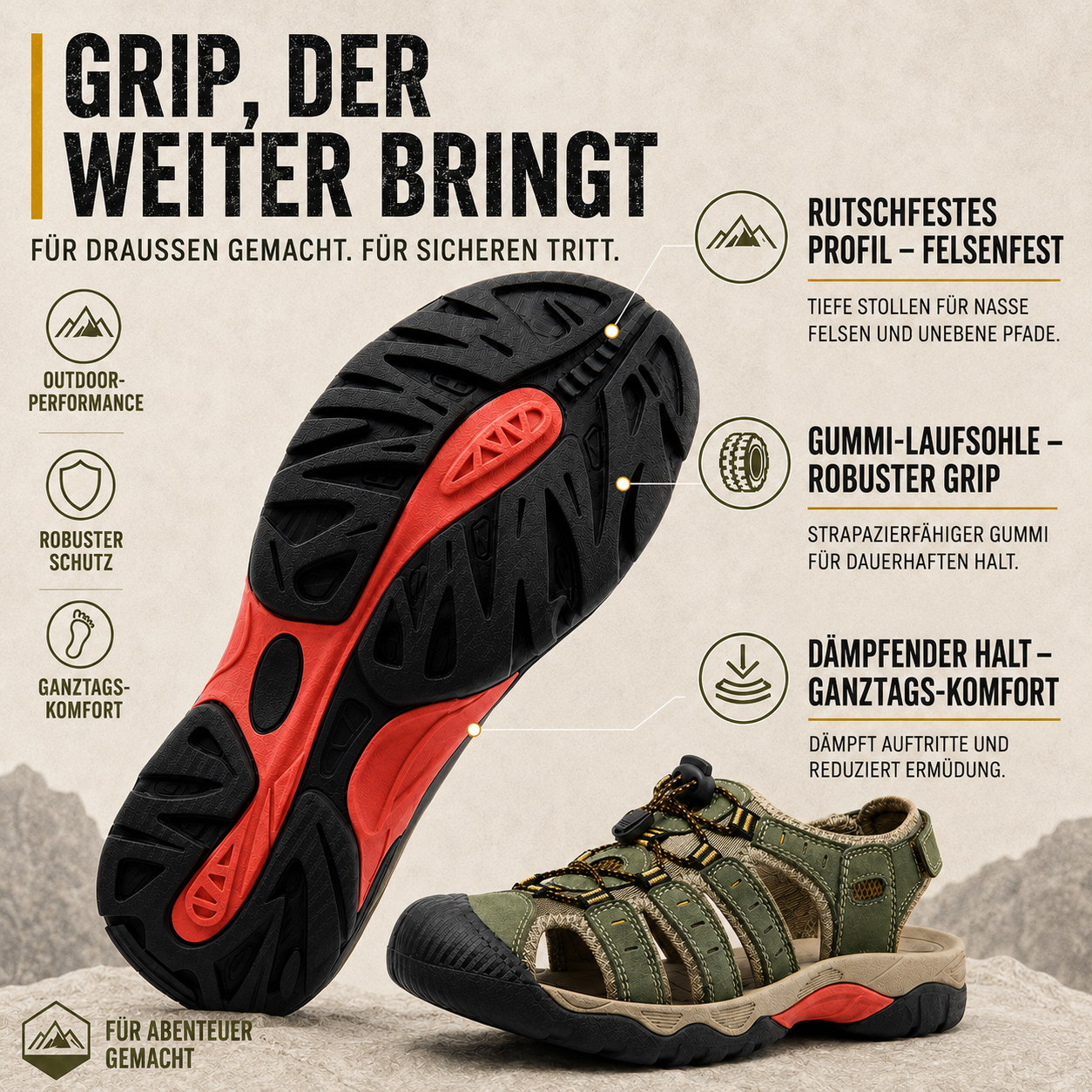 Nordspur | Trailsole Atmungsaktive offene Wandersandale