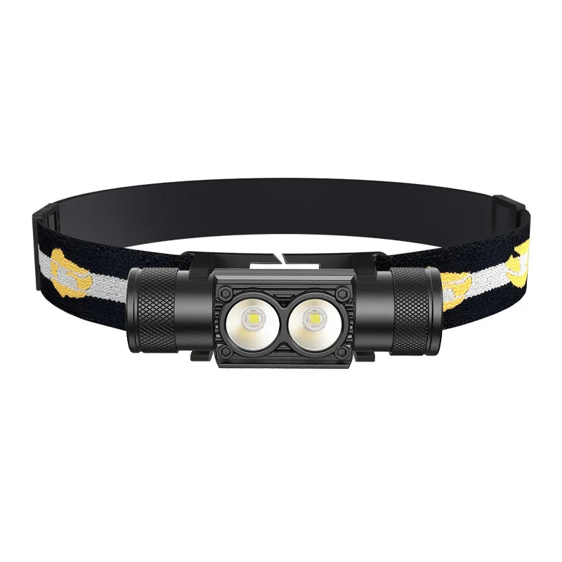 Aufladbare Stirnlampe Dual-LED wasserdicht USB verstellbarer Riemen