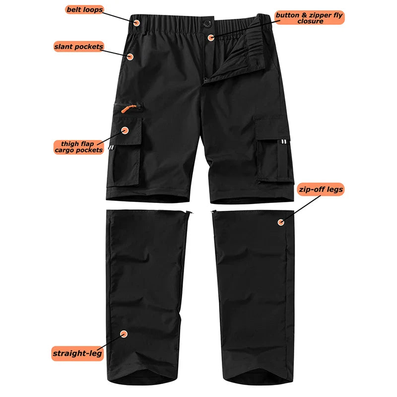 Wandelbare Zip-Off Cargohose für Herren, schnelltrocknend und robust