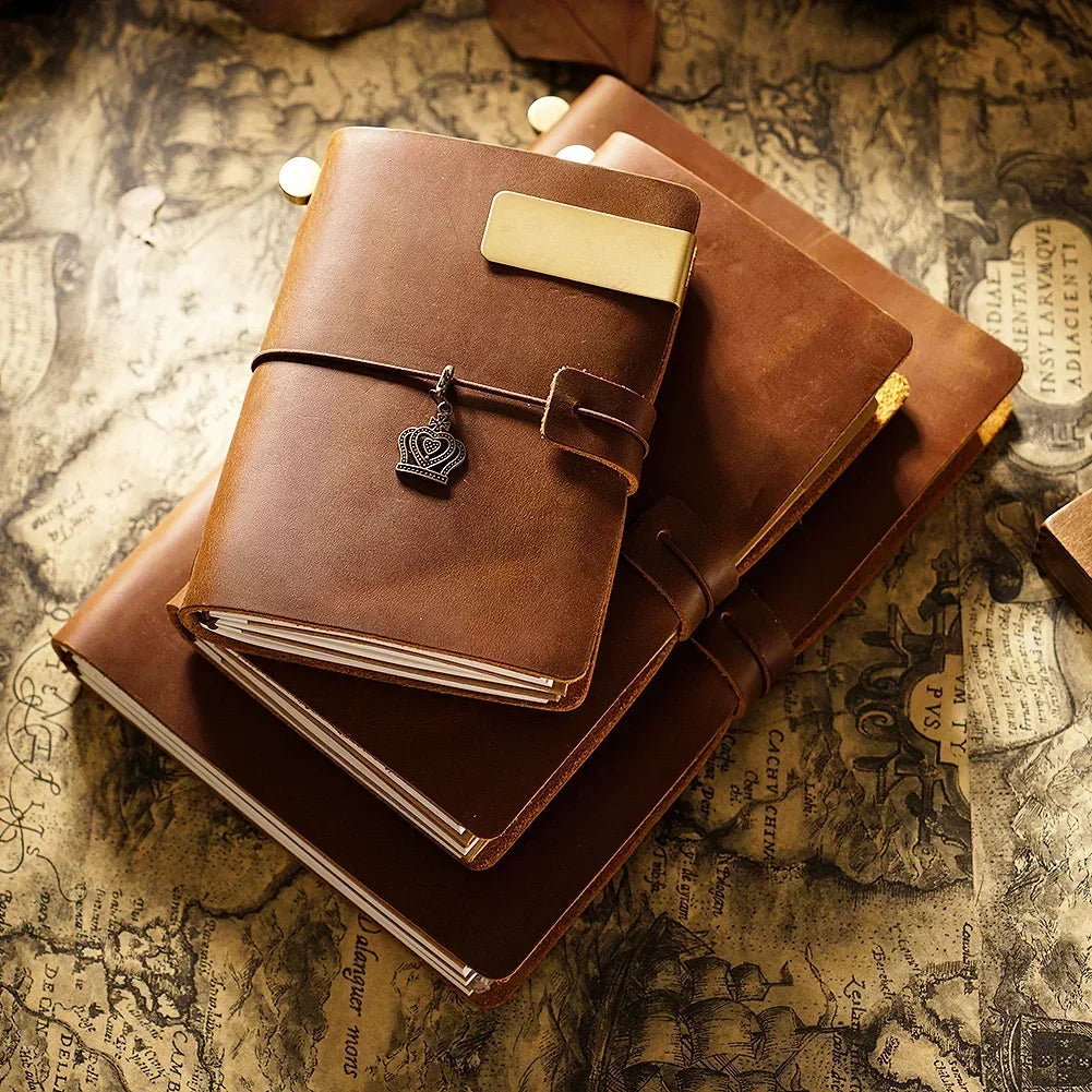 Reisetagebuch mit handgefertigtem Vintage-Einband nachfüllbar