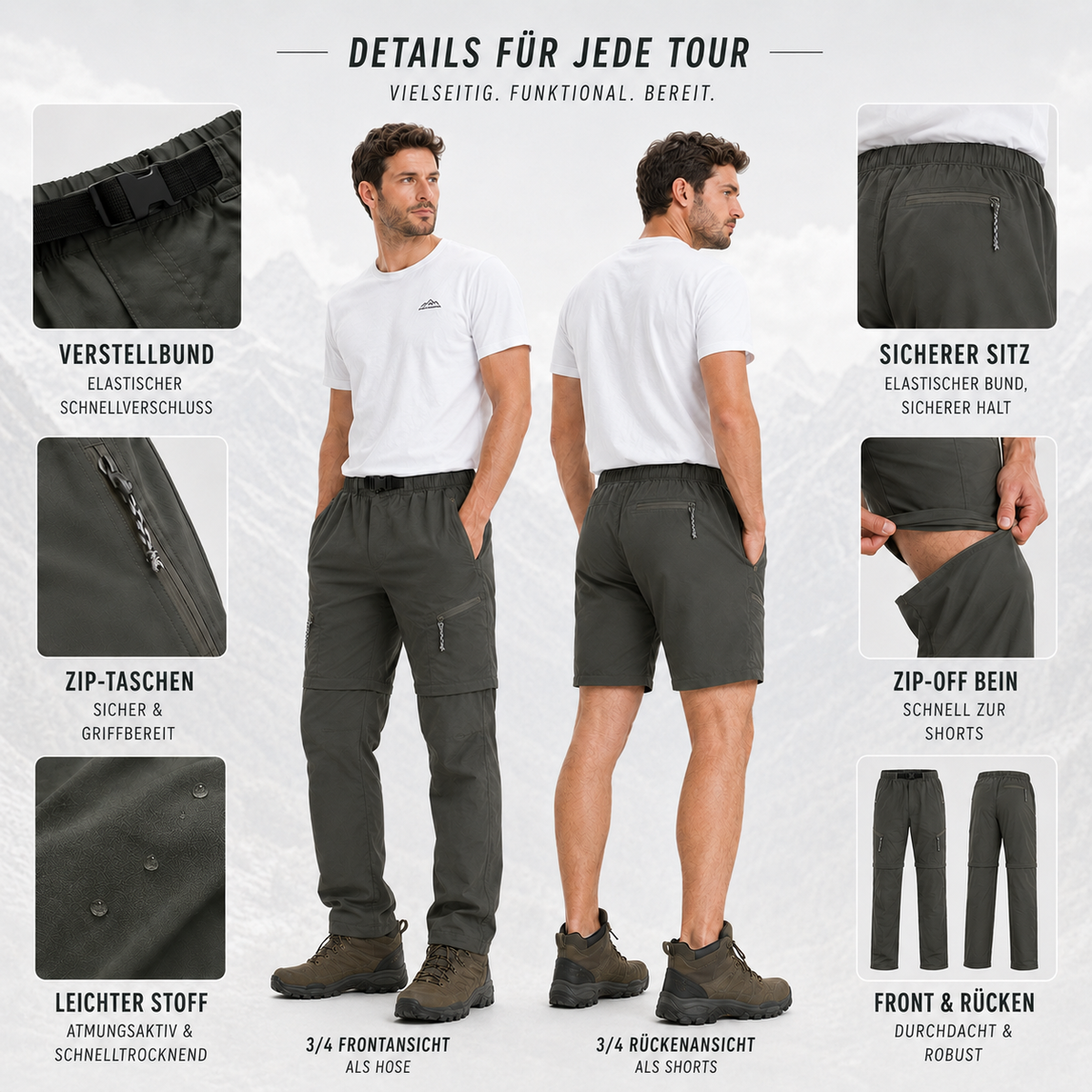 Nordspur | Traxlite Abnehmbare Taktische Wanderhose