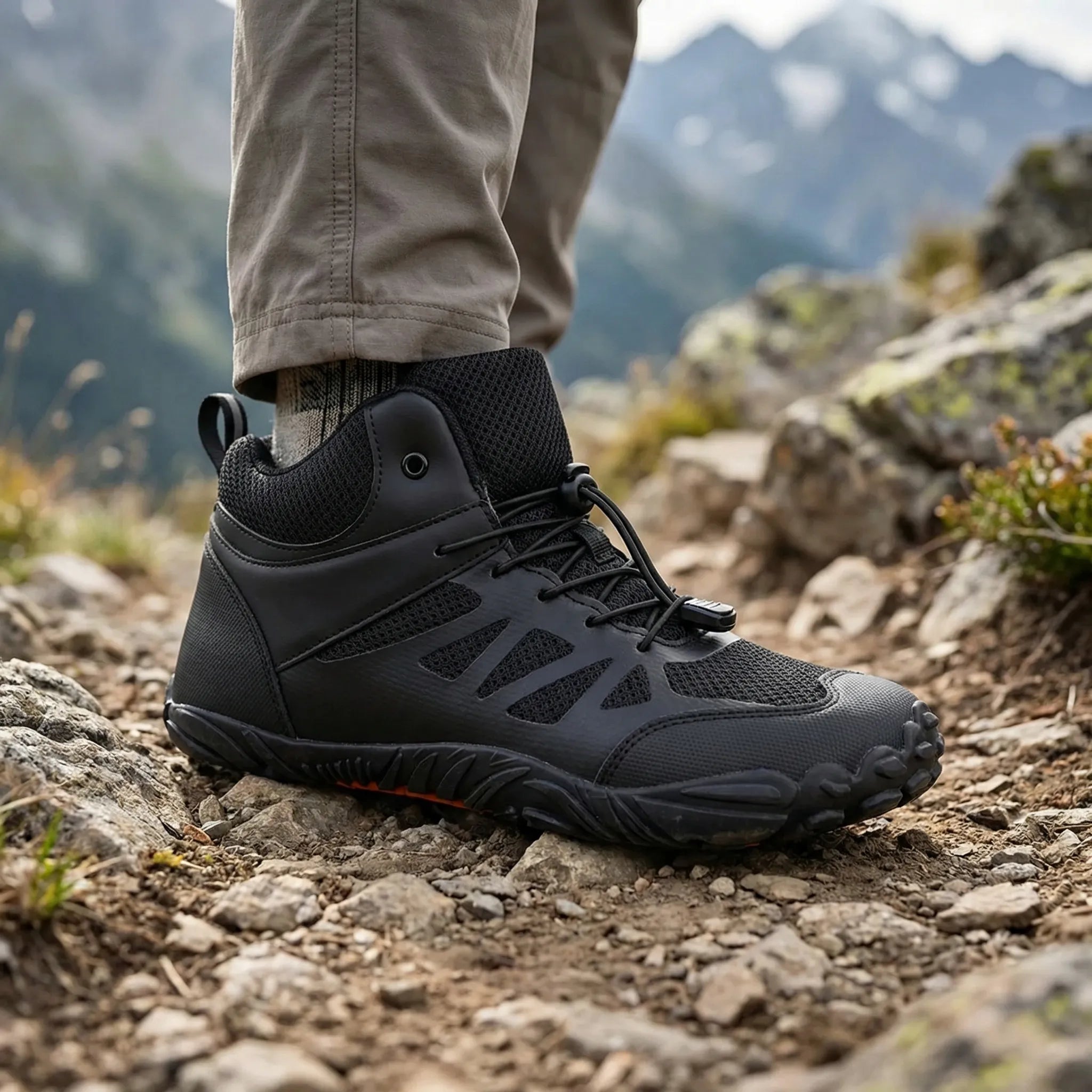 Outdoor-Wanderschuh mittelhoch mit rutschfester Sohle und Knöchelstütze