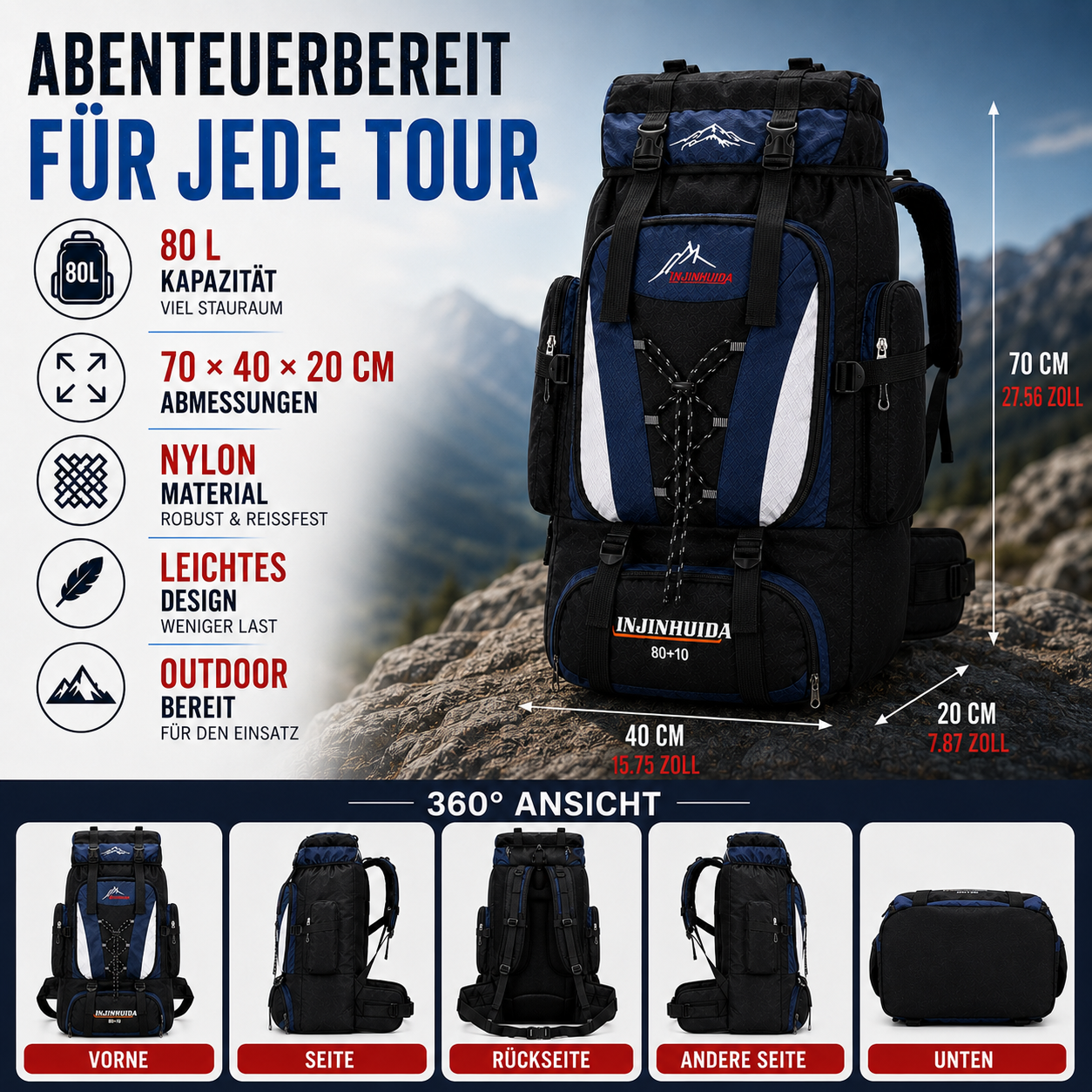 Nordspur | Trekking-Rucksack mit großem Volumen
