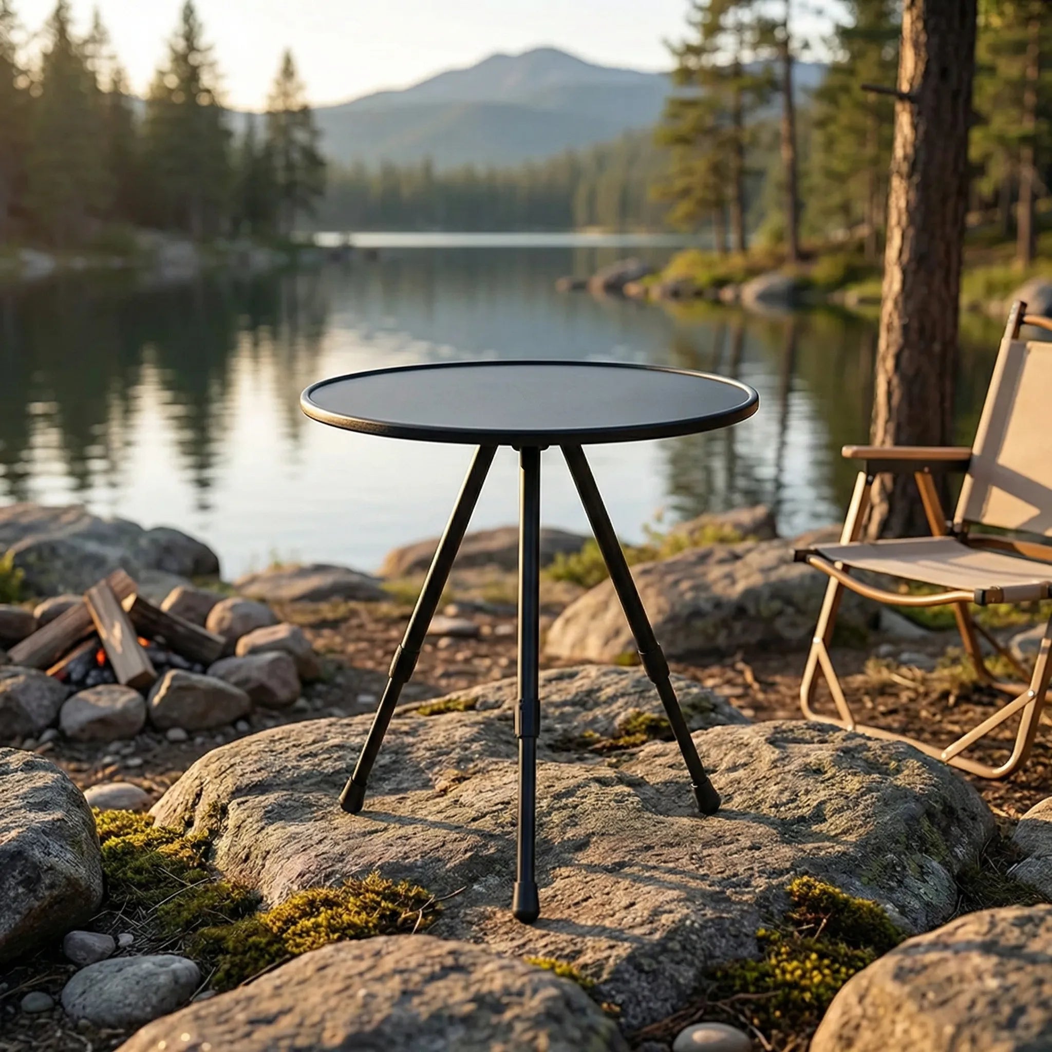 Runder Klapptisch Dreibein tragbar verstellbar outdoor Wandern