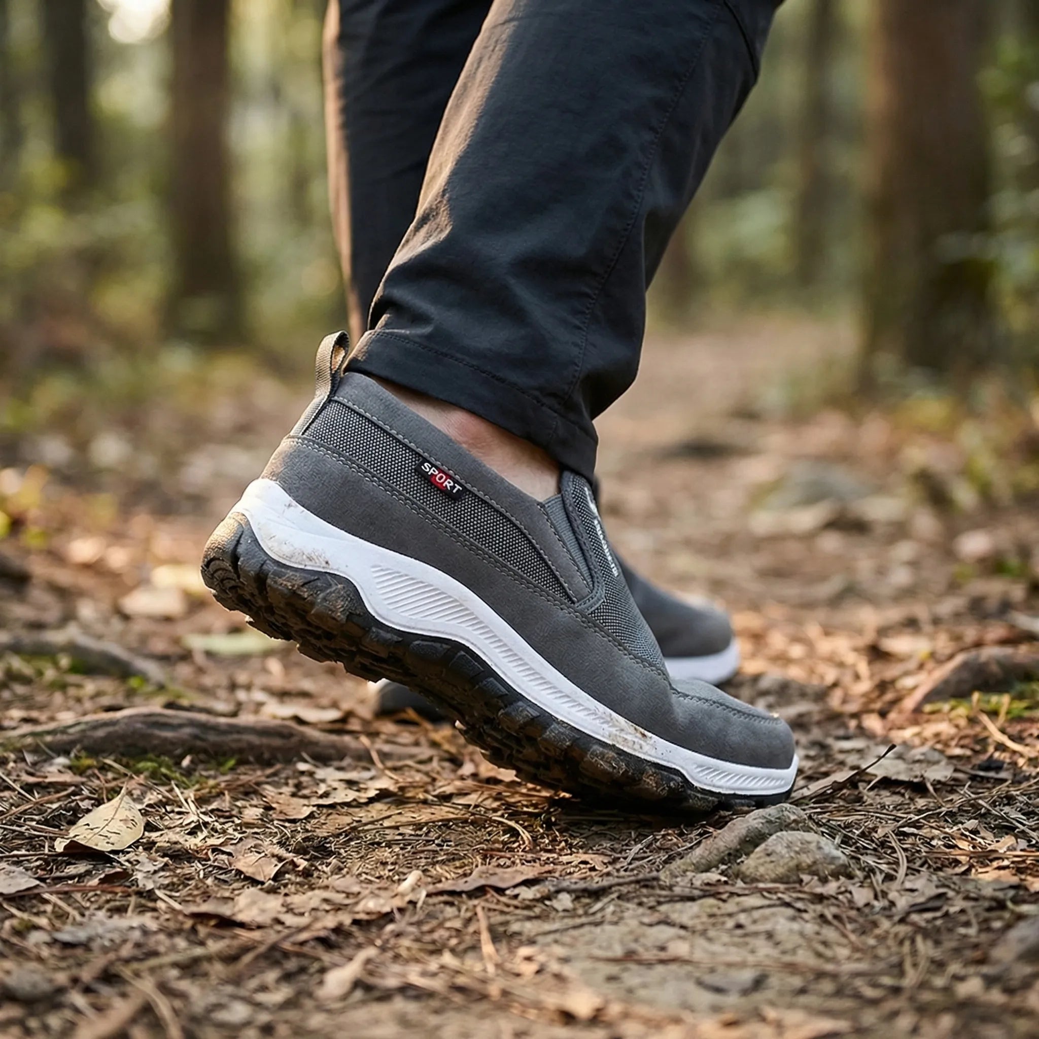 Herren Slip-On Wanderschuhe mit Mesh-Obermaterial und griffiger Profilsohle