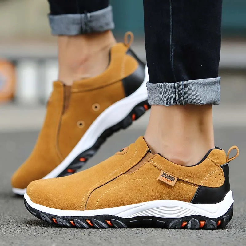 Herren Slip-On Wanderschuh atmungsaktiv gepolsterte flache Sohle