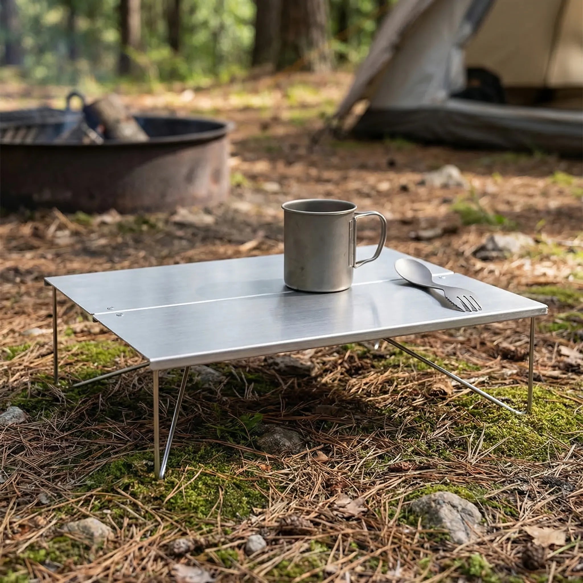 Ultraleichter faltbarer Campingtisch kompakt mit Tragetasche