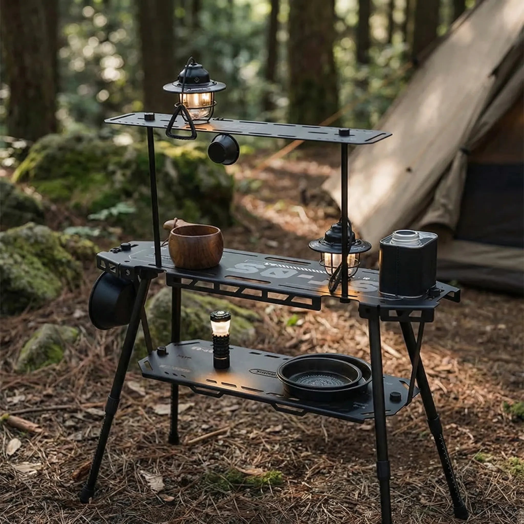 Mehrstufiger Campingtisch klappbar mit Aufhängepunkten Outdoor