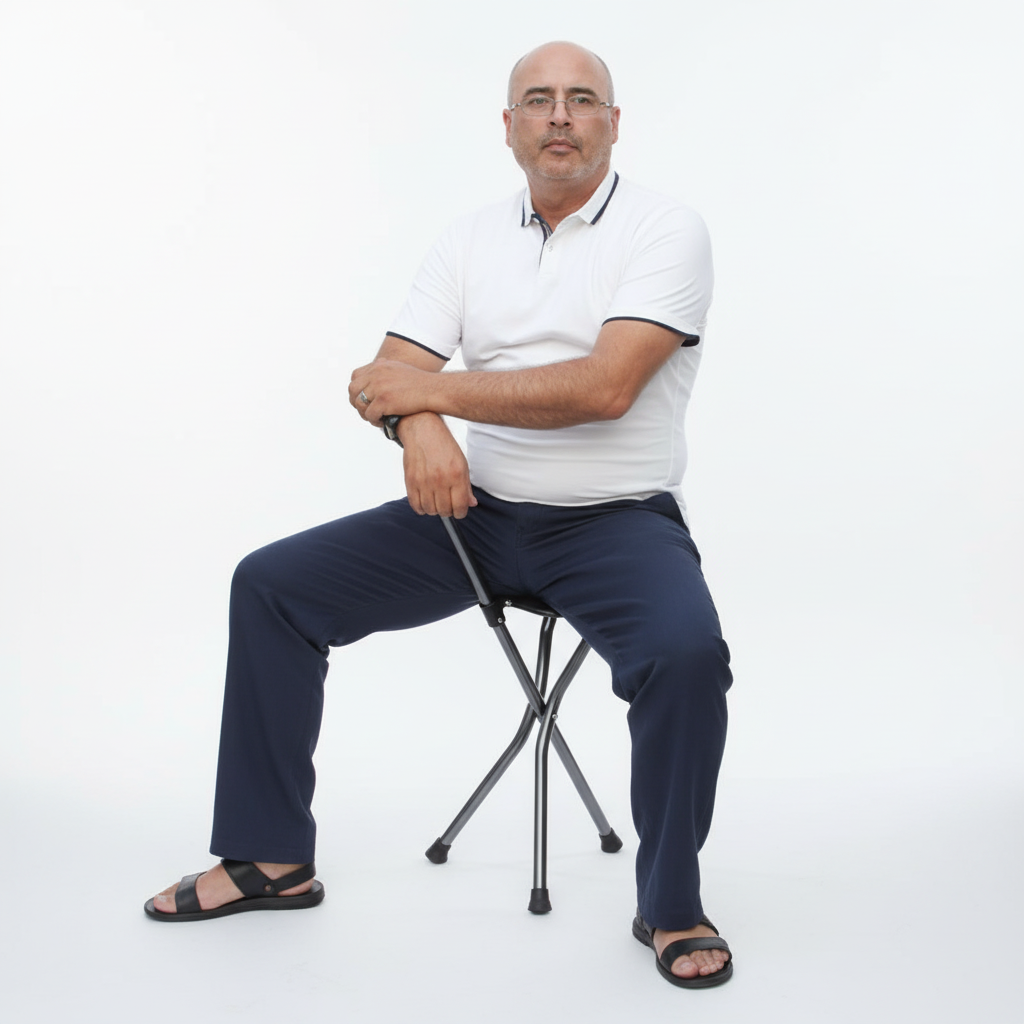 Gehstock mit Tripod-Sitz verstellbar leicht Aluminium