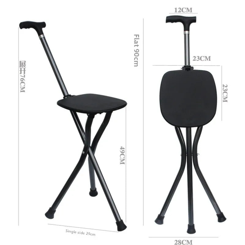 Gehstock mit Tripod-Sitz verstellbar leicht Aluminium
