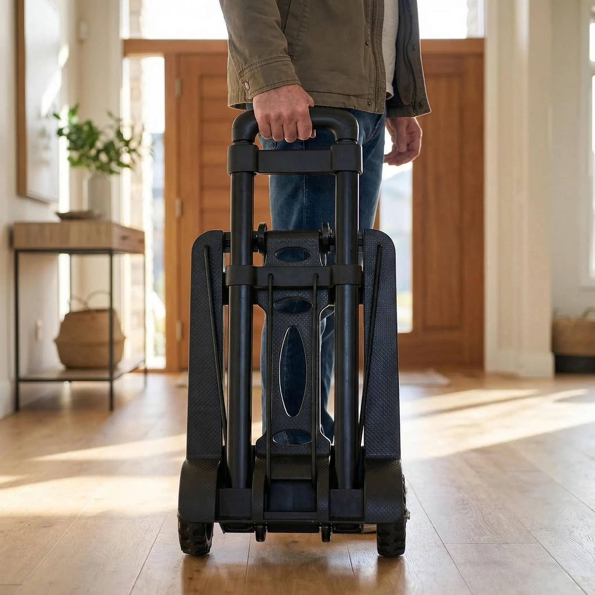Klappbarer Handwagen mit Teleskopgriff 45 kg Tragfähigkeit