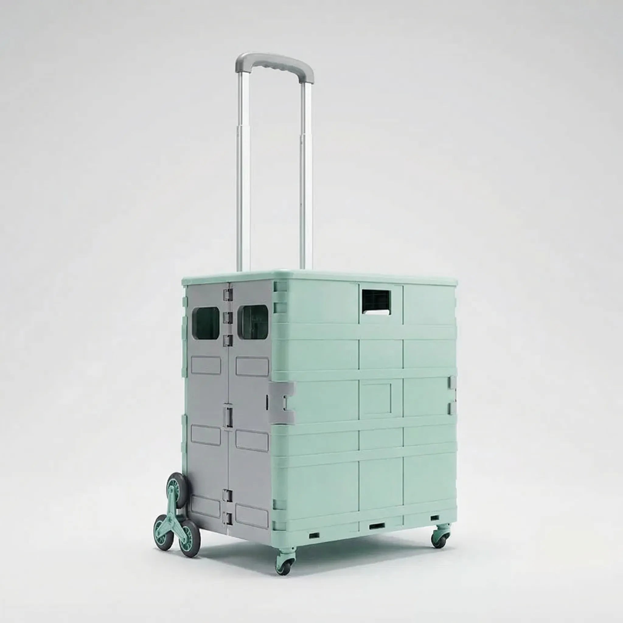 Faltbarer Einkaufswagen mit Treppenscheitel-Rädern und Deckelbox