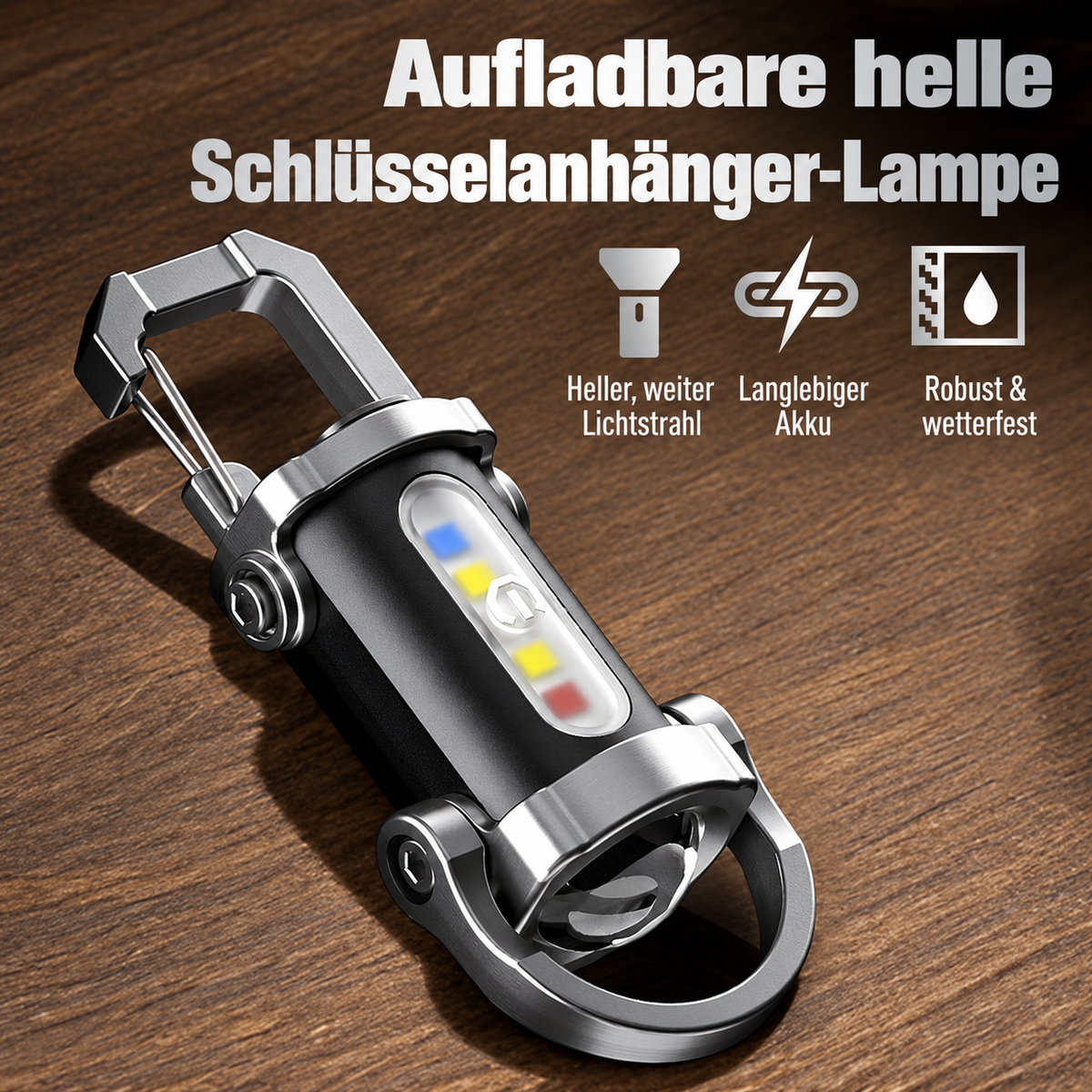 Nordspur | USB-C Wiederaufladbare Schlüsselanhänger-Taschenlampe 500 Lumen EDC Mini-Licht IPX6 Wasserdicht