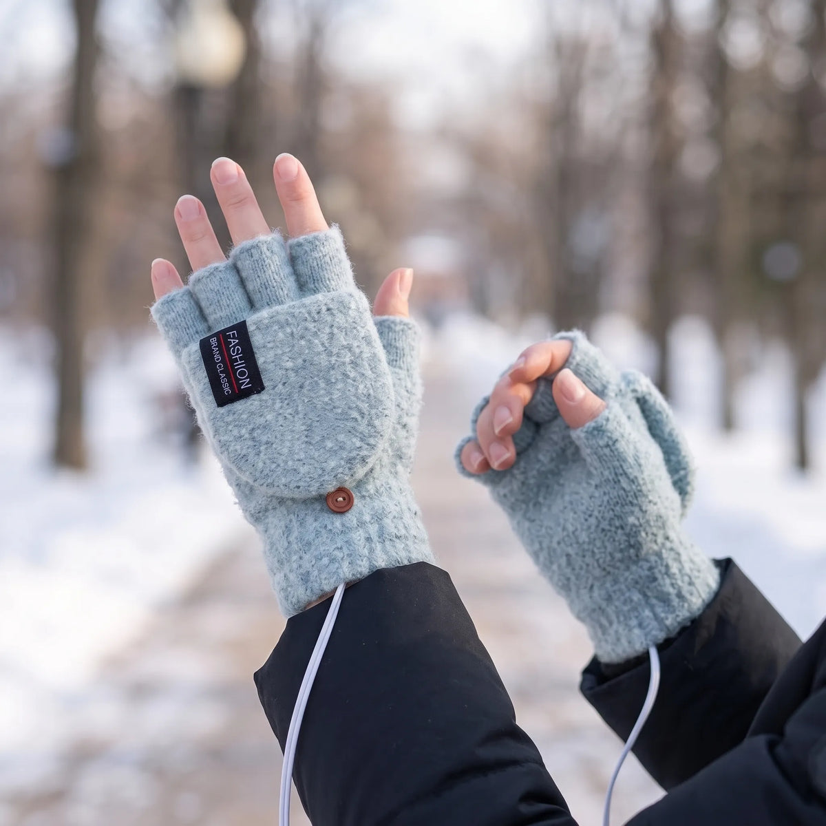 Nordspur | Varmivo Beheizbare Fingerlose Strickhandschuhe Mit Klappe