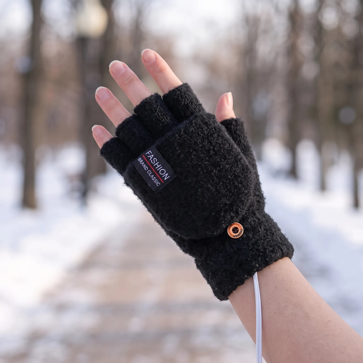 Nordspur | Varmivo Beheizbare Fingerlose Strickhandschuhe Mit Klappe
