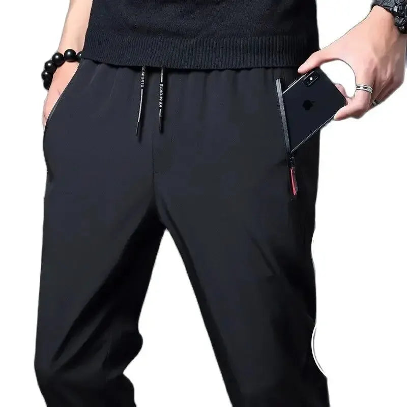 Slim Straight Jogger-Hose mit elastischem Bund und Reißverschlusstaschen