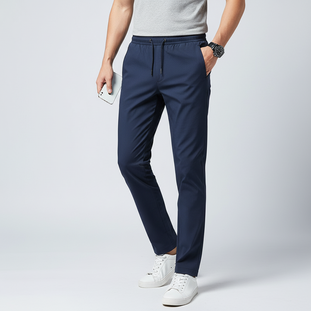 Slim Straight Jogger-Hose mit elastischem Bund und Reißverschlusstaschen
