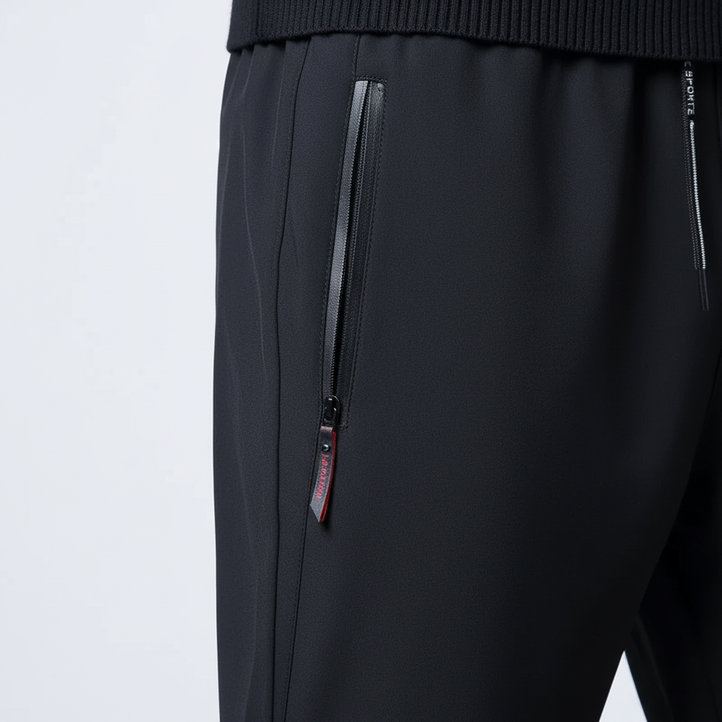 Slim Straight Jogger-Hose mit elastischem Bund und Reißverschlusstaschen