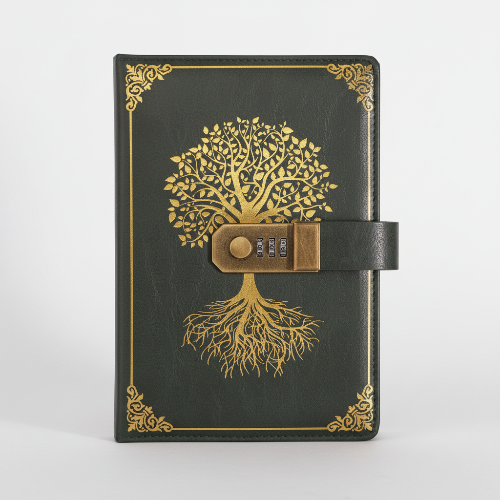 A5 Tagebuch mit Zahlenkombinationsschloss Vintage Design schwarz