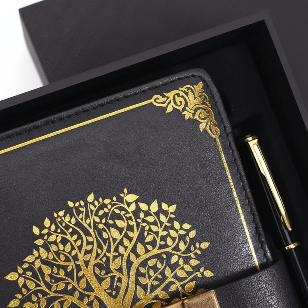 A5 Tagebuch mit Zahlenkombinationsschloss Vintage Design schwarz