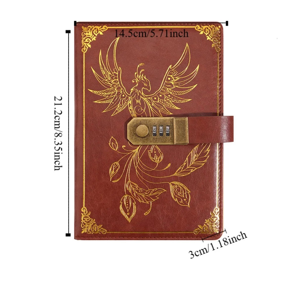 A5 Tagebuch mit Zahlenkombinationsschloss Vintage Design schwarz