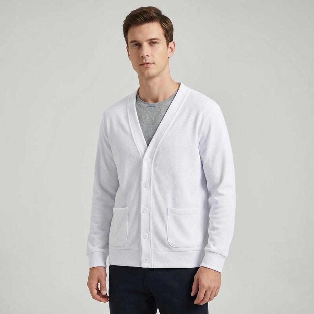 Herren V-Ausschnitt Cardigan Strickjacke Langarm
