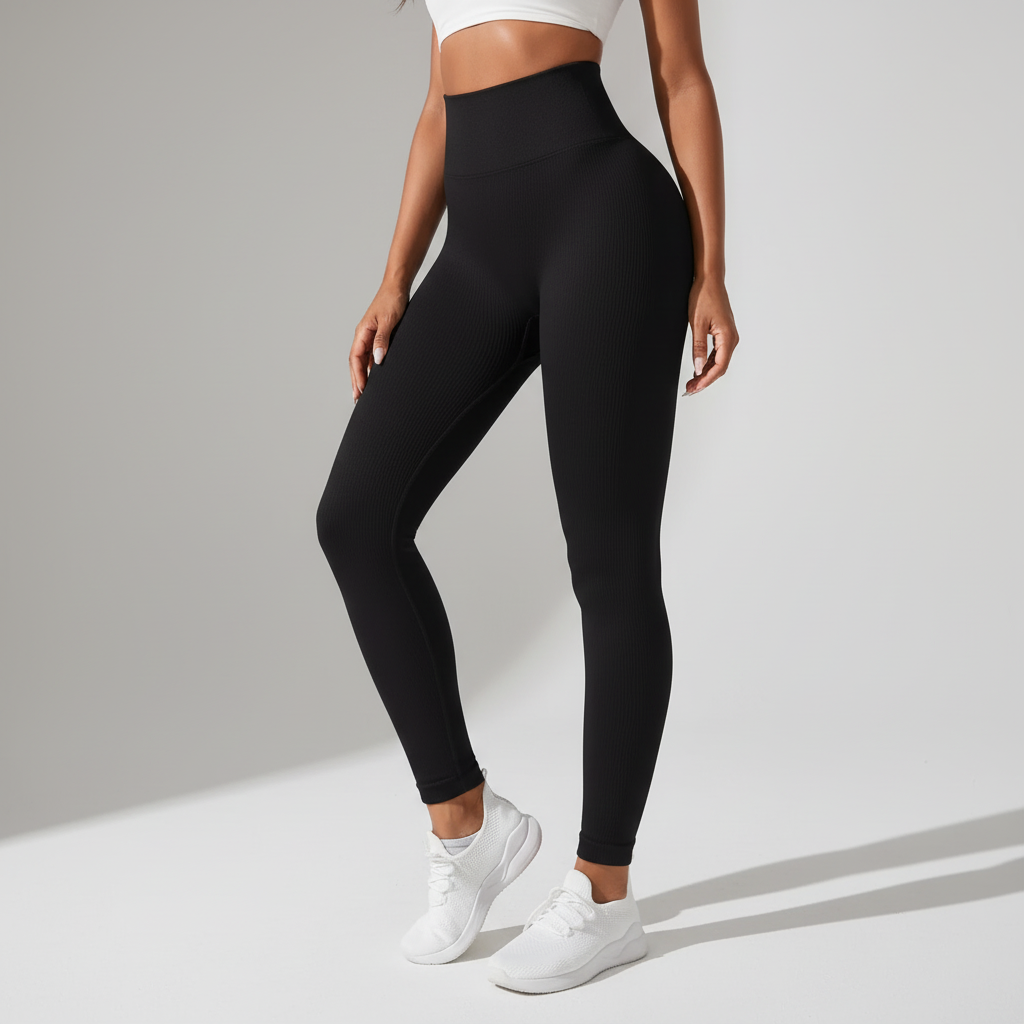 Nahtlose Hochbund-Leggings Yoga Gym nahtloser Strick
