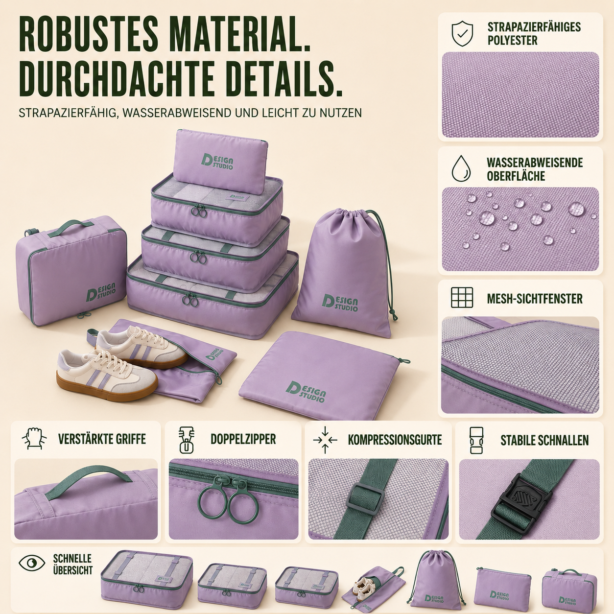 Nordspur | VeldoraPack Siebenteiliges Reise-Organizer-Set