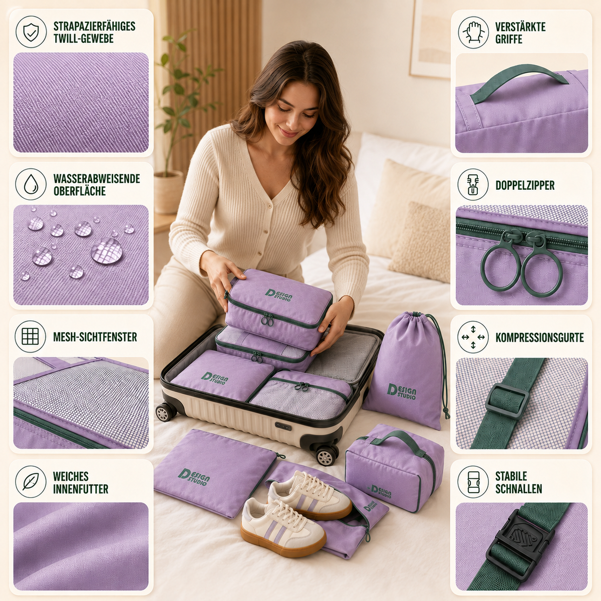 Nordspur | VeldoraPack Siebenteiliges Reise-Organizer-Set