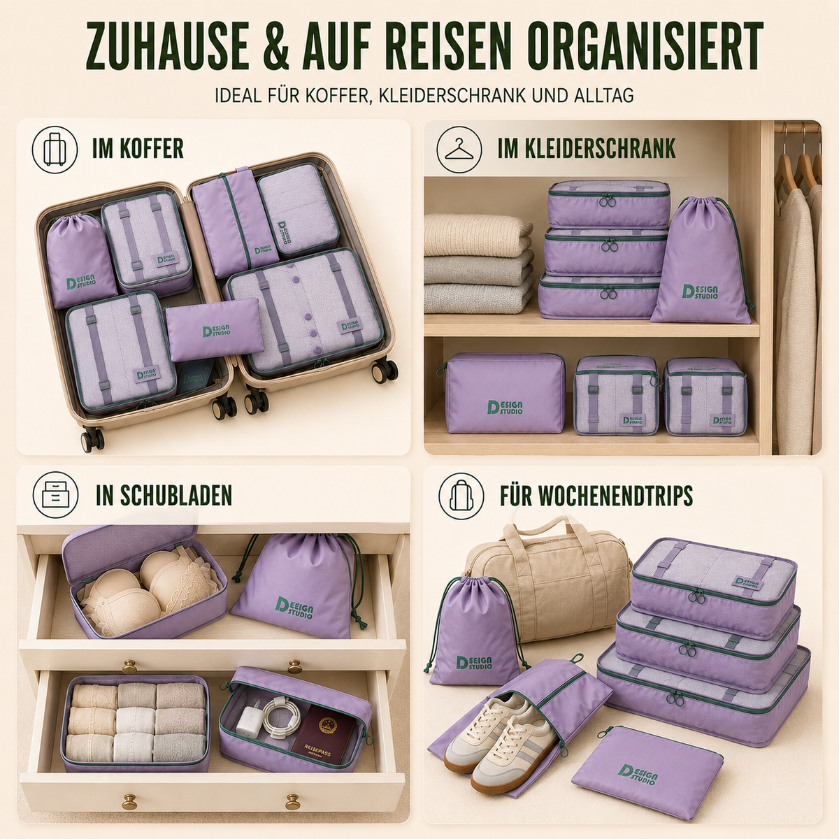 Nordspur | VeldoraPack Siebenteiliges Reise-Organizer-Set