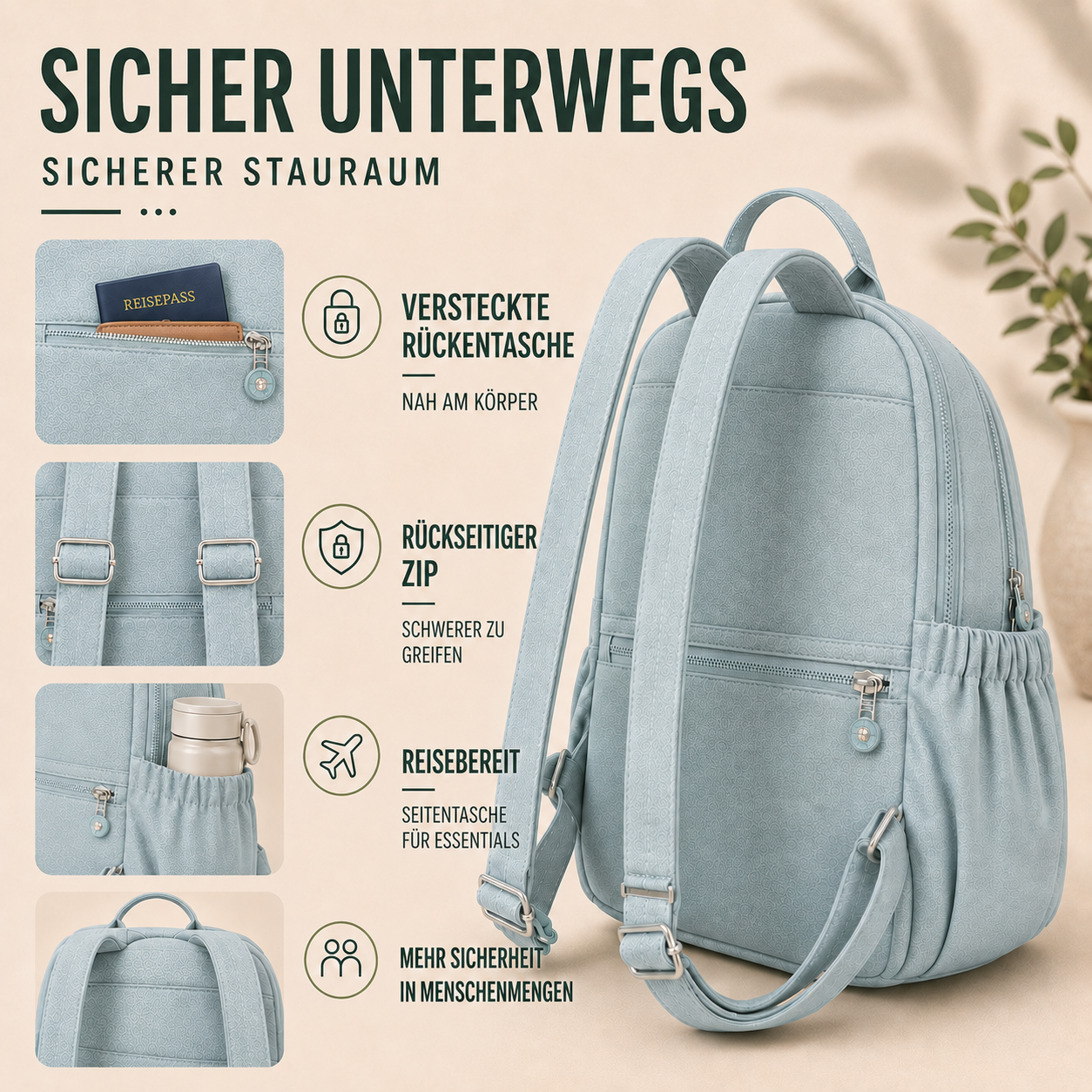 Nordspur | Vellora Casual Nylon Mini-Rucksack