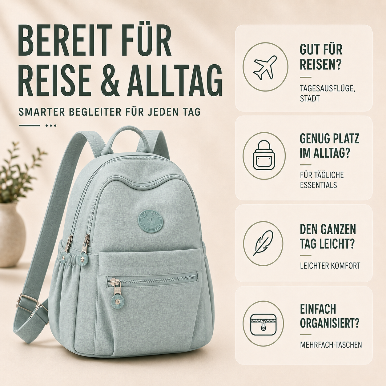 Nordspur | Vellora Casual Nylon Mini-Rucksack