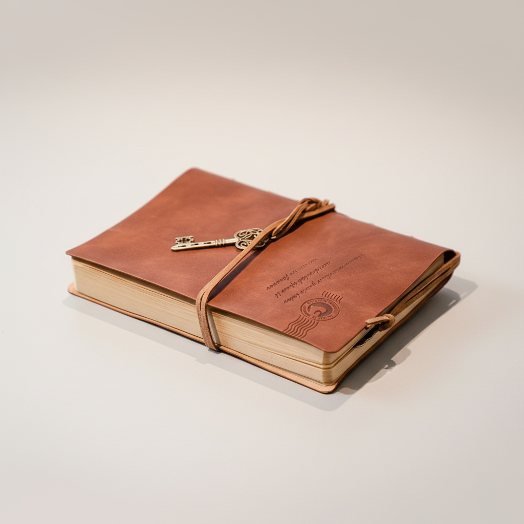 Vintage-Notizbuch mit Umschlagverschluss und geprägtem Design