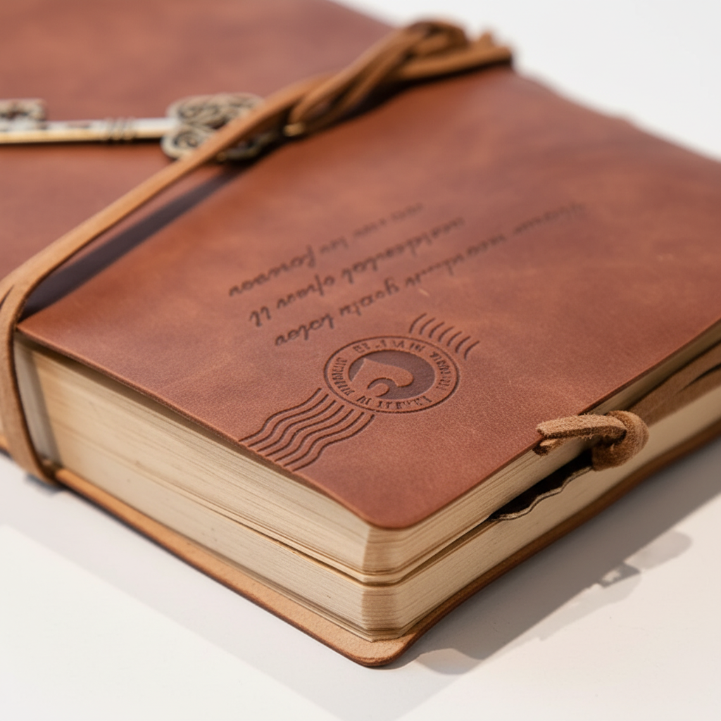 Vintage-Notizbuch mit Umschlagverschluss und geprägtem Design