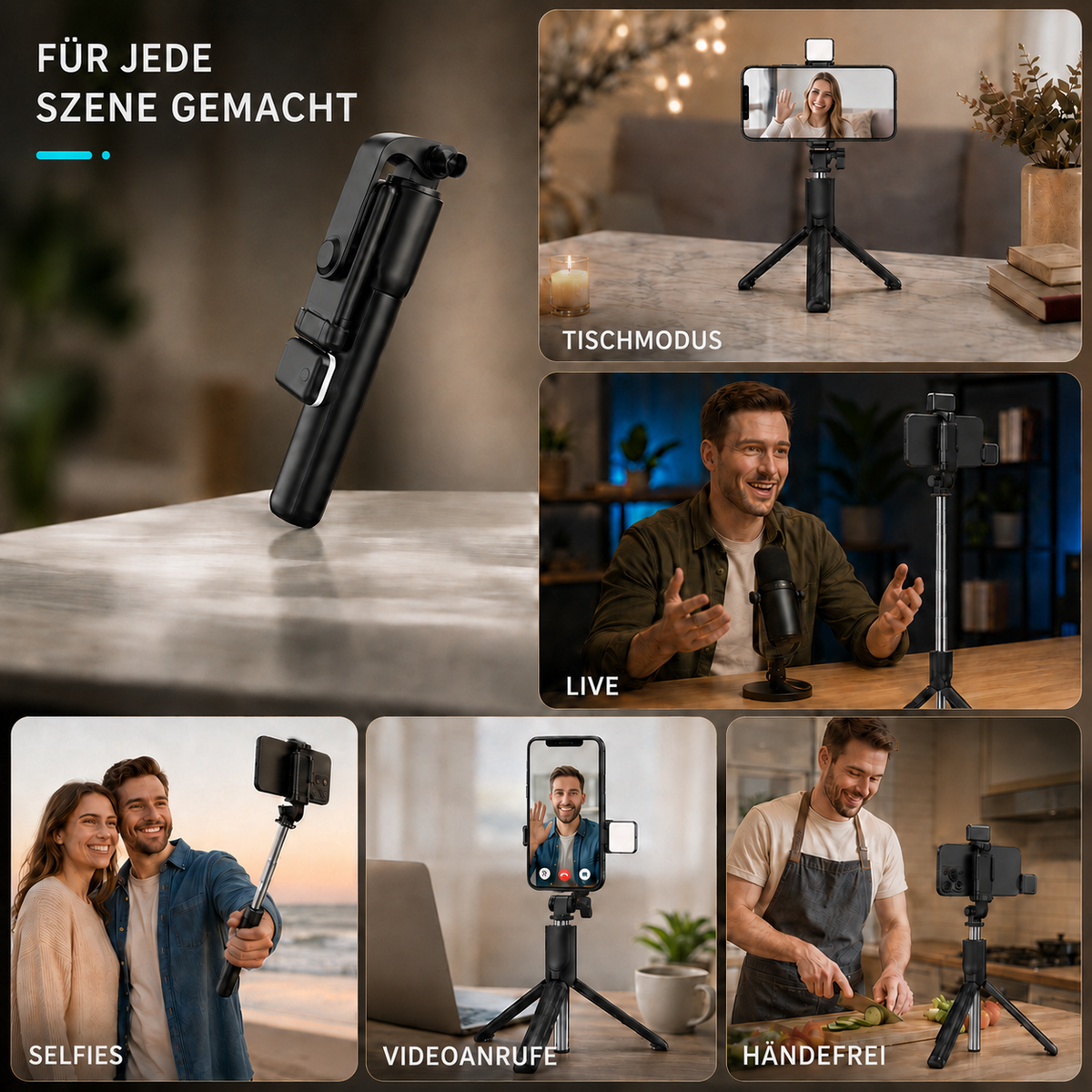 Nordspur | VeloGrip Ausziehbarer Selfie-Stick Stativ