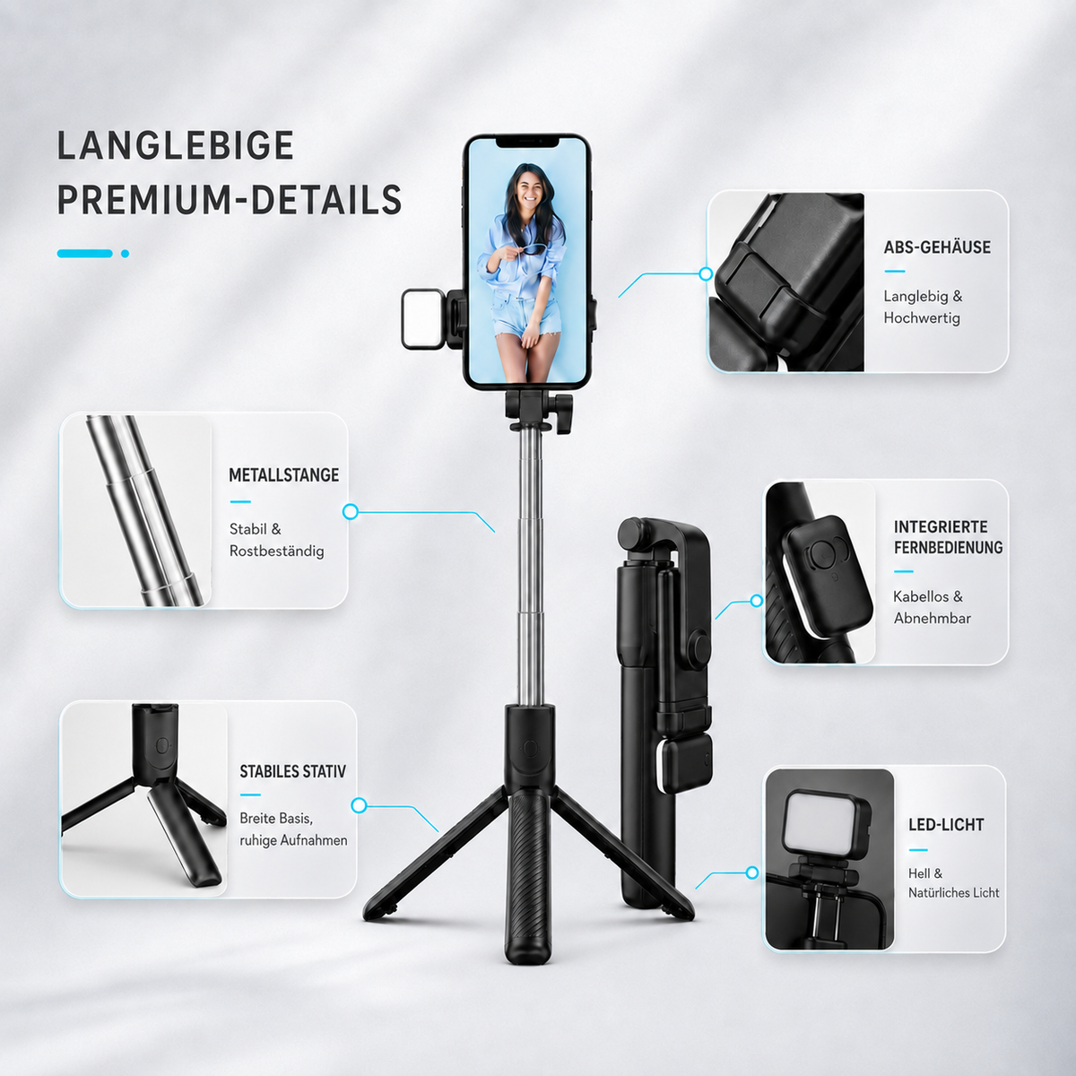 Nordspur | VeloGrip Ausziehbarer Selfie-Stick Stativ